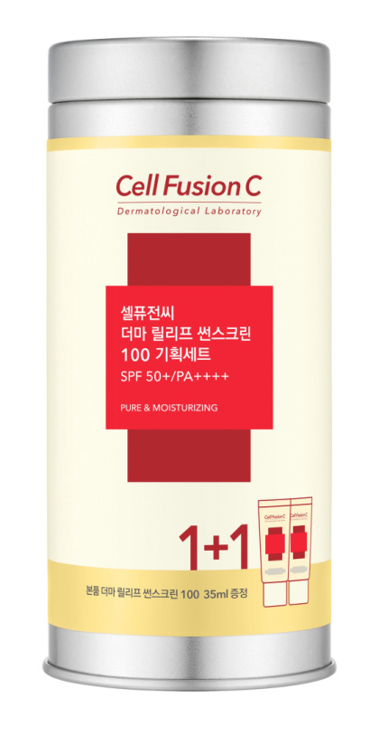 CELL FUSION C DERMA RELIEF SUNSCREEN 100 SPF 50+ / PA++++ ZESTAW Nawilżający krem przeciwsłoneczny 2x35ml