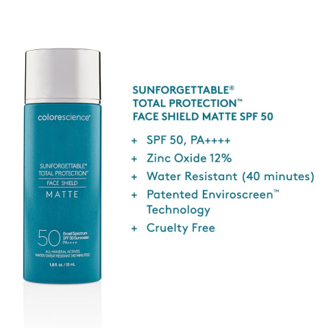 COLORESCIENCE Sunforgettable Total Protection Face Shield SPF 50 Minerały w emulsji do twarzy ( Matte ) 55ml