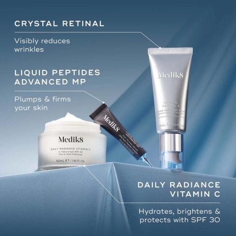 Medik8 Rejuvenation Reset ZESTAW Daily Radiance Vitamin C 50 ml + Crystal Retinal 3 30ml + Peptydowe serum 5 ml