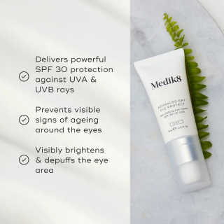 MEDIK8 ADVANCED DAY EYE PROTECT Intensywnie nawilżający krem pod oczy z ochroną przeciwsłoneczną SPF 30 | 5* UVA 15ml