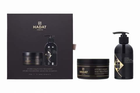 HADAT Liquid Silk 300 ml + Nourishing Moisture Shampoo 250 ml Jedwab w płynie 300 ml + Nawilżający szampon 250 ml