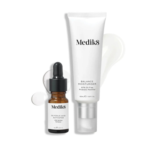 MEDIK8 Balance Moisturiser with Glycolic AcidActivator Zestaw Probiotyczny krem matujący z kwasami AHA 50 ml + Aktywator 1 szt