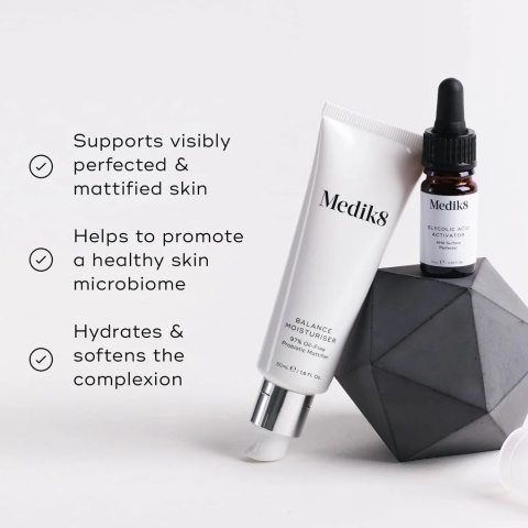 MEDIK8 Balance Moisturiser with Glycolic AcidActivator Zestaw Probiotyczny krem matujący z kwasami AHA 50 ml + Aktywator 1 szt