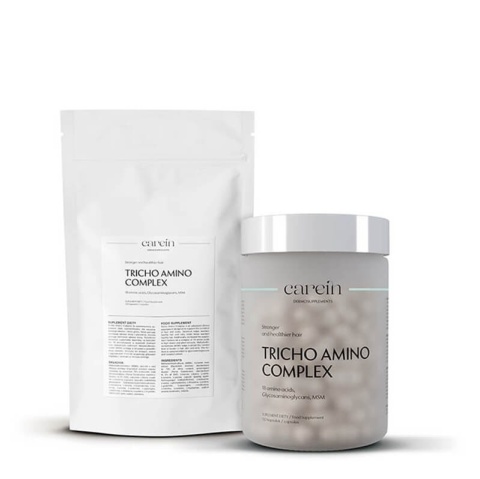 CAREIN Tricho Amino Complex 60 Days ZESTAW Wzmocnienie cienkich, łamliwych włosów 120 kapsułek + Uzupełnienie x1/240 kaps.